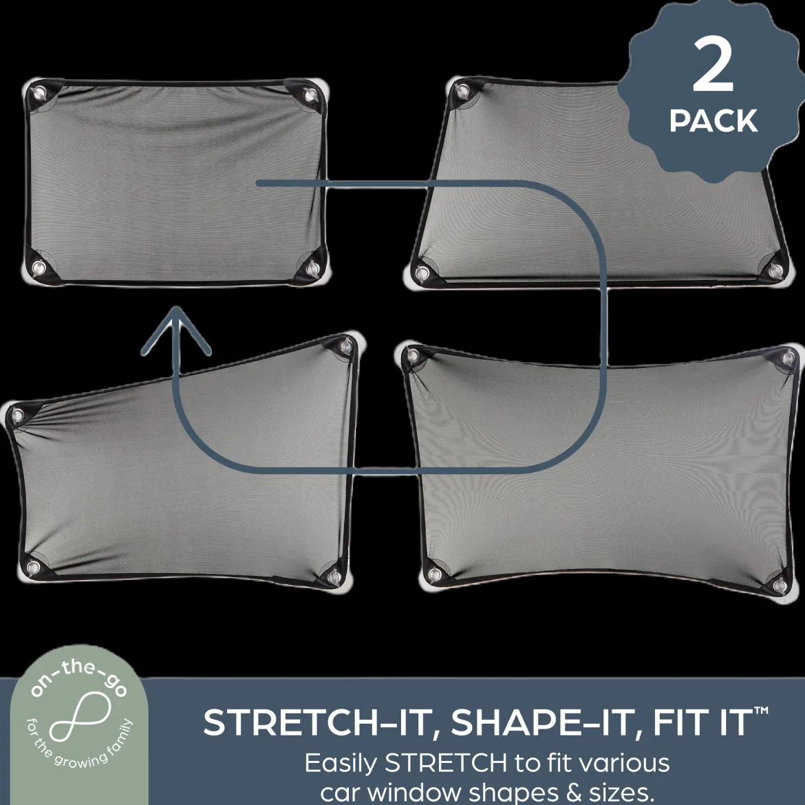Adjusta-Car Shade Stretch-It, Shape-It, Fit-It (2 Pack)