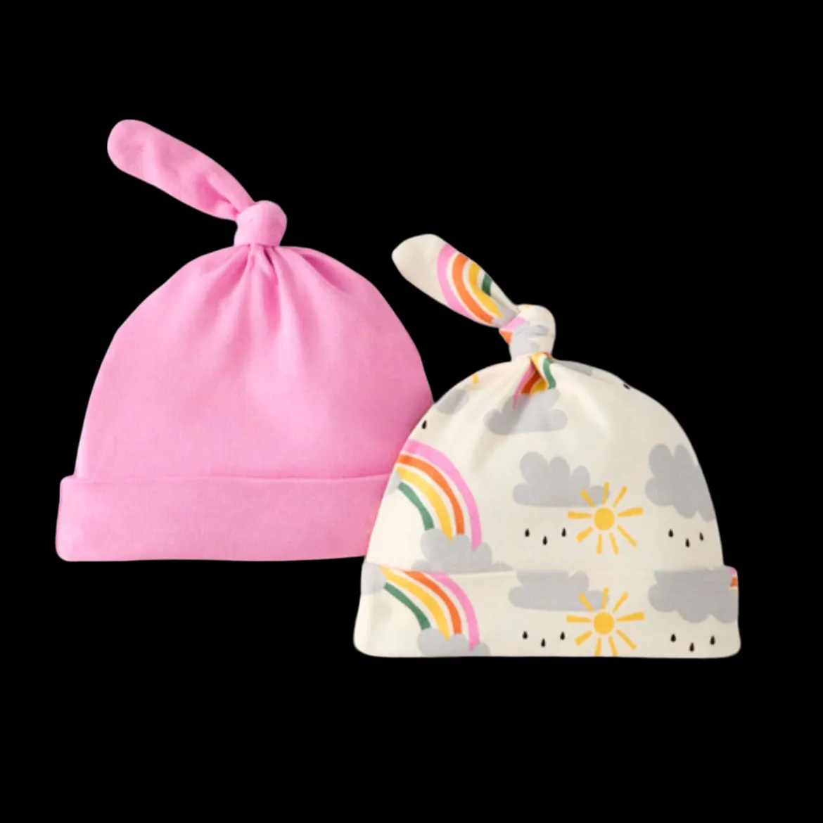 Baby Organic Cotton Top Knot Hat (2 Pack)