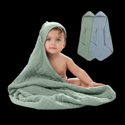 Cotton Muslin Hooded Baby Towel (2 Pack)