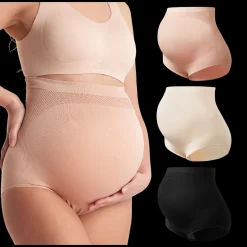 High-Waisted Pregnancy Seamless Soft Belly Support Panties (3 Pack)