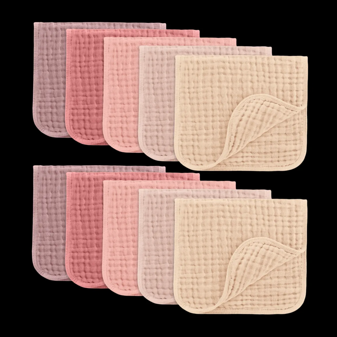 6-Layer Muslin Burp Cloths Set (10 Pack)