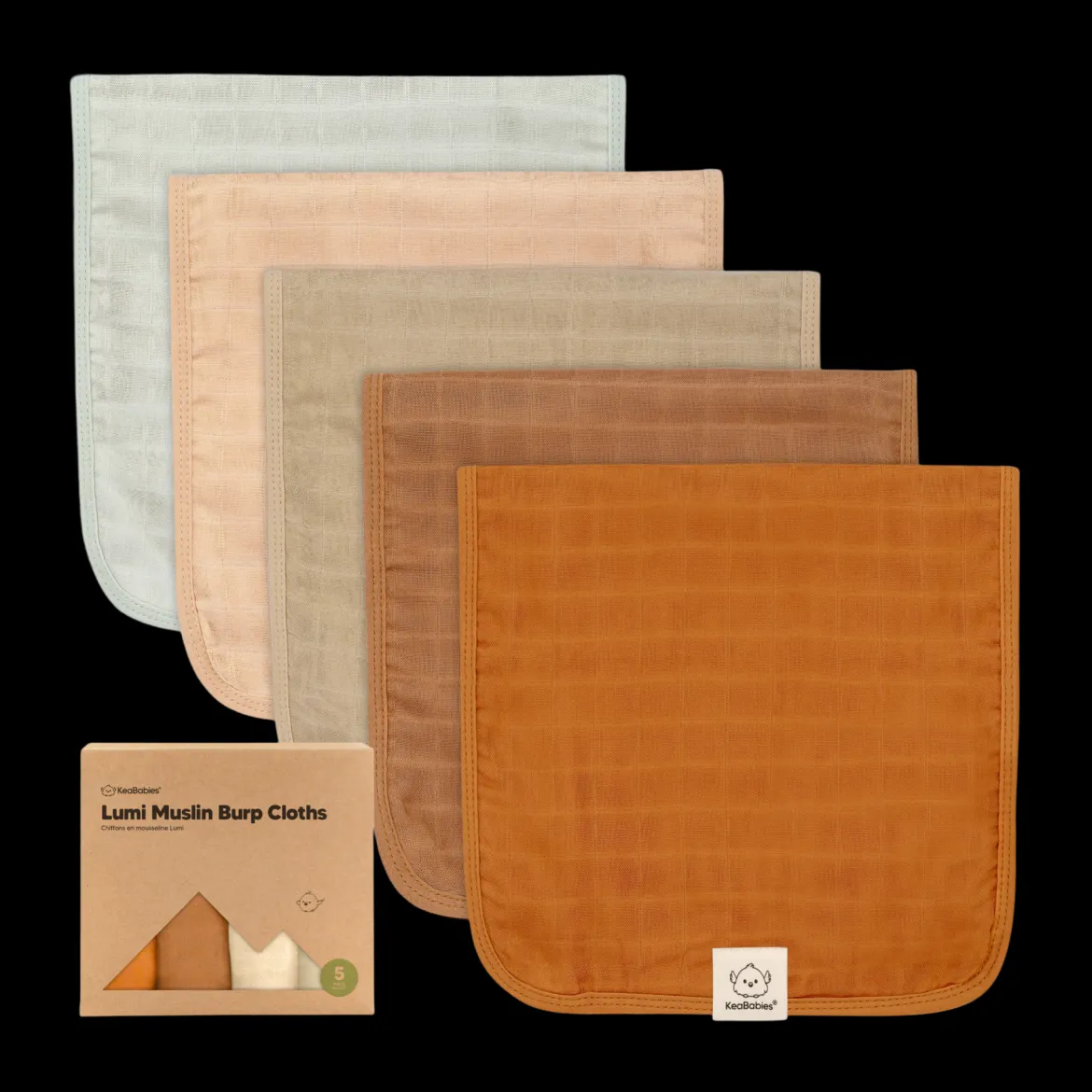 Lumi Muslin Burp Cloths (5 Pack)