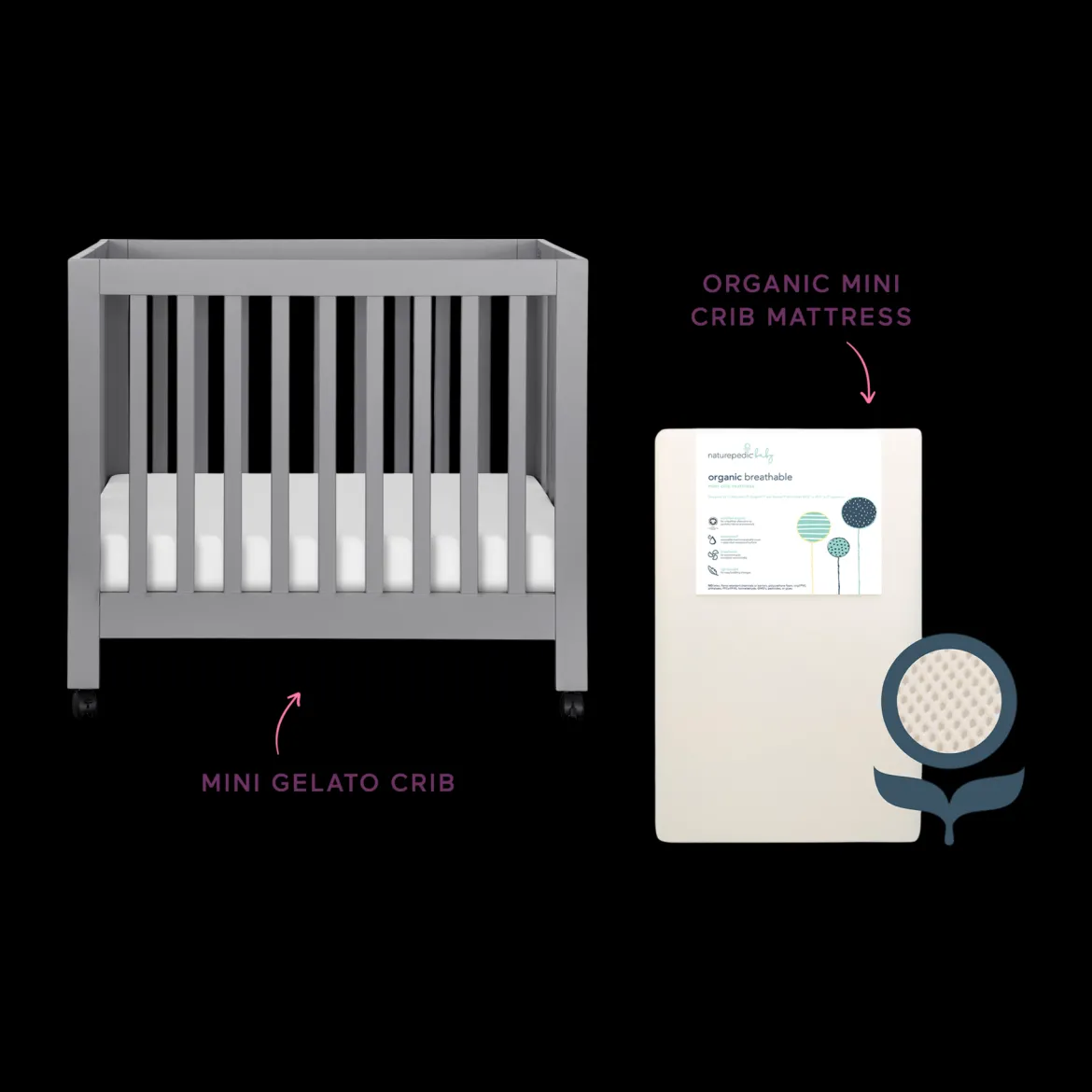 Mini Origami Crib & Mini Organic Mattress Bundle