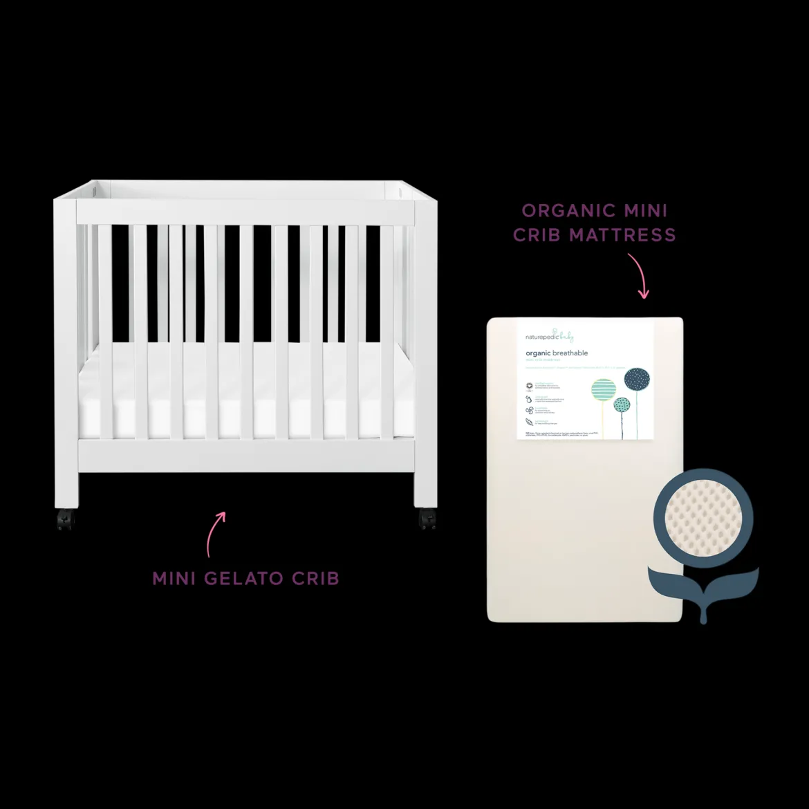 Mini Origami Crib & Mini Organic Mattress Bundle