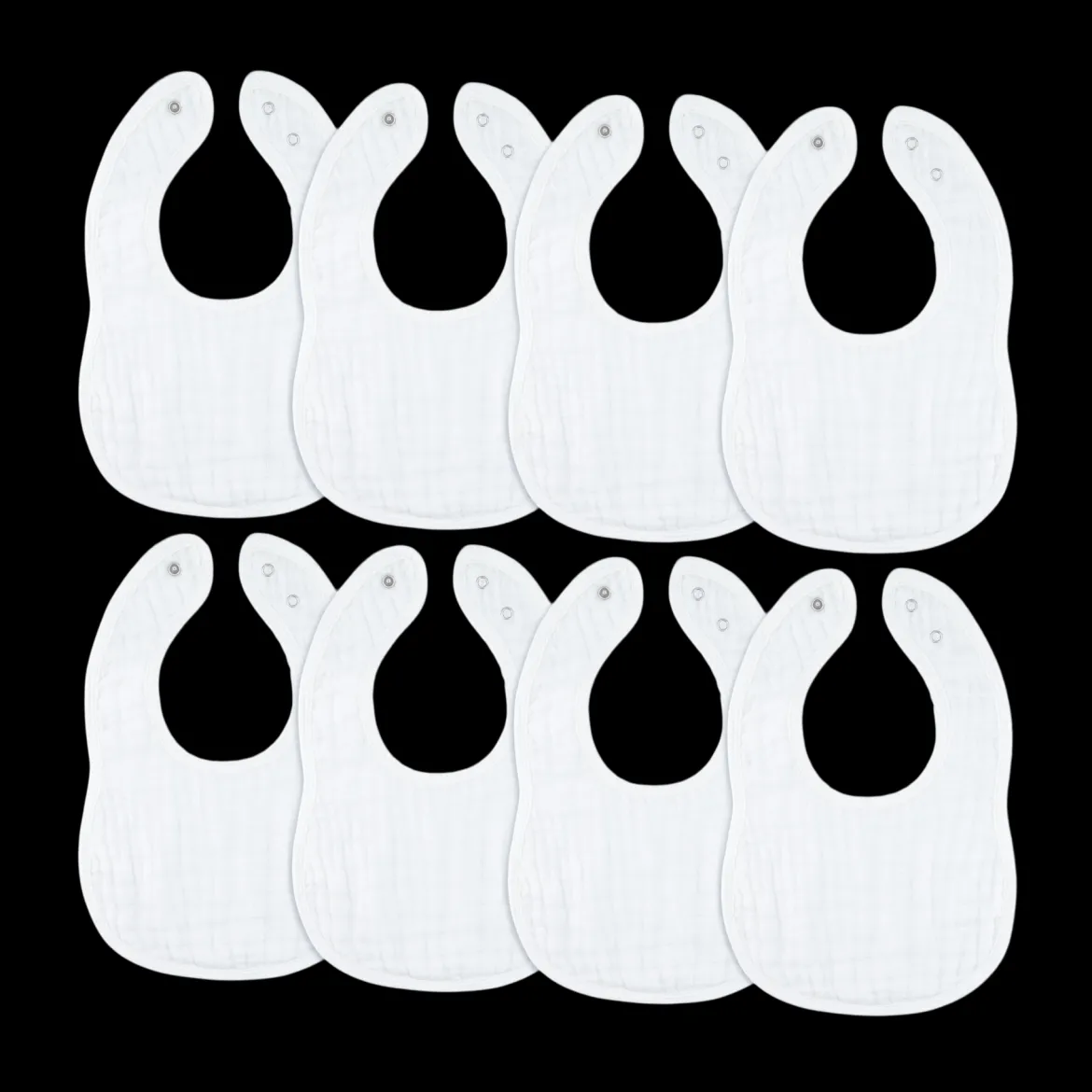Muslin Bibs with Adjustable Snaps (8 Pack)
