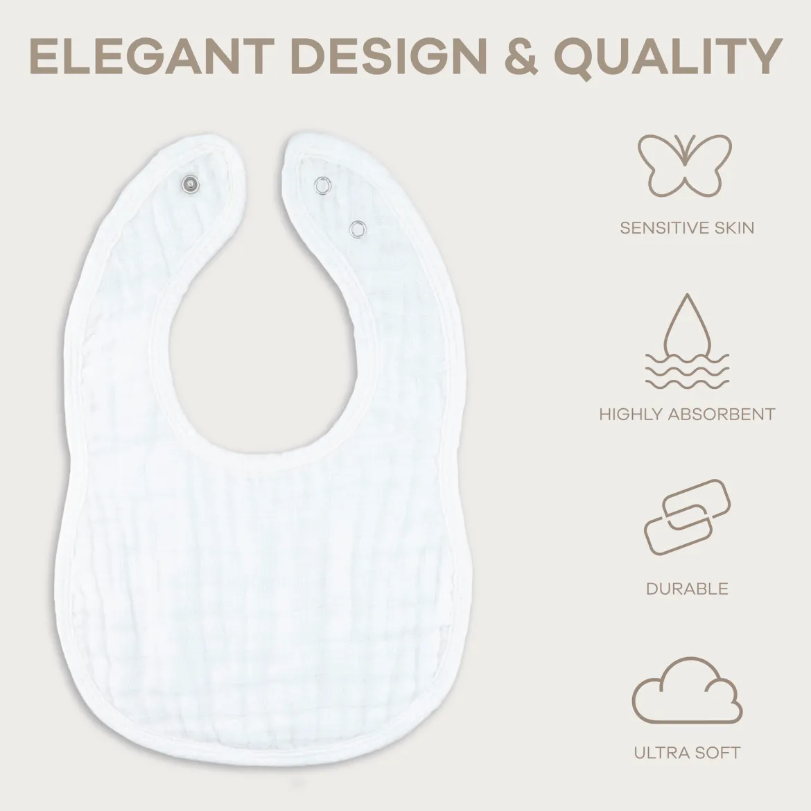 Muslin Bibs with Adjustable Snaps (8 Pack)