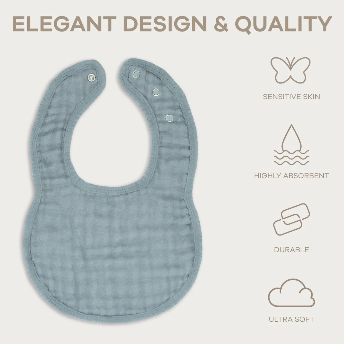 Muslin Bibs with Adjustable Snaps (8 Pack)