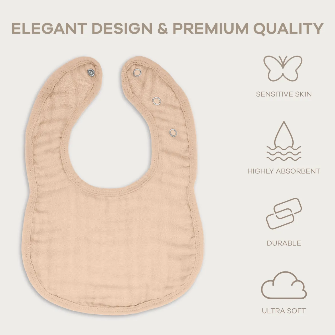Muslin Bibs with Adjustable Snaps (8 Pack)