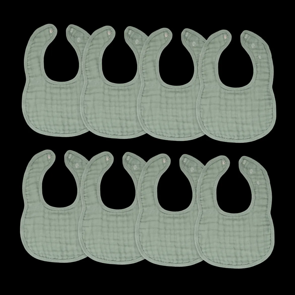 Muslin Bibs with Adjustable Snaps (8 Pack)