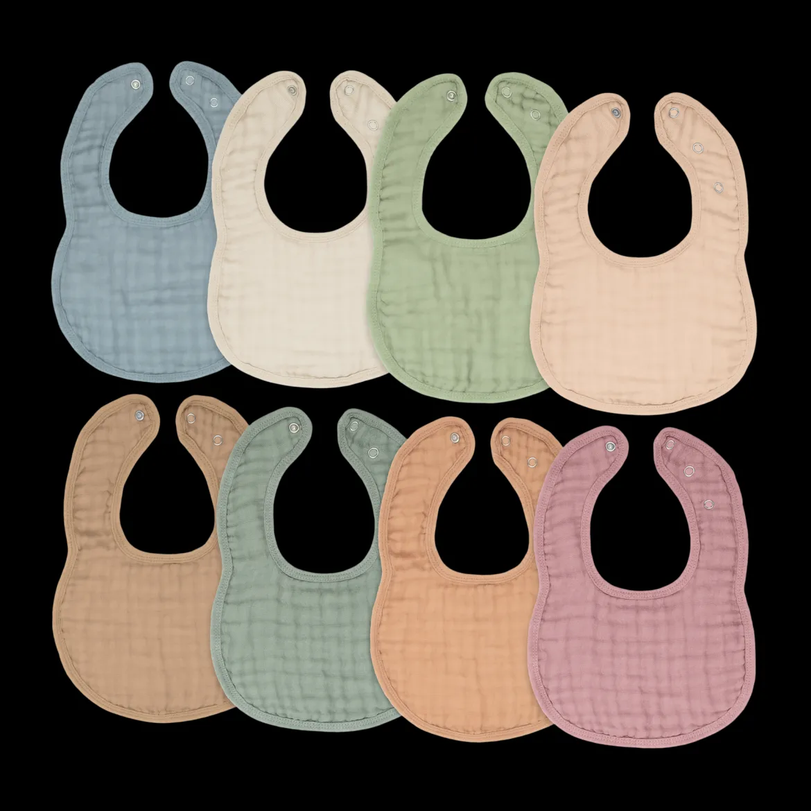 Muslin Bibs with Adjustable Snaps (8 Pack)