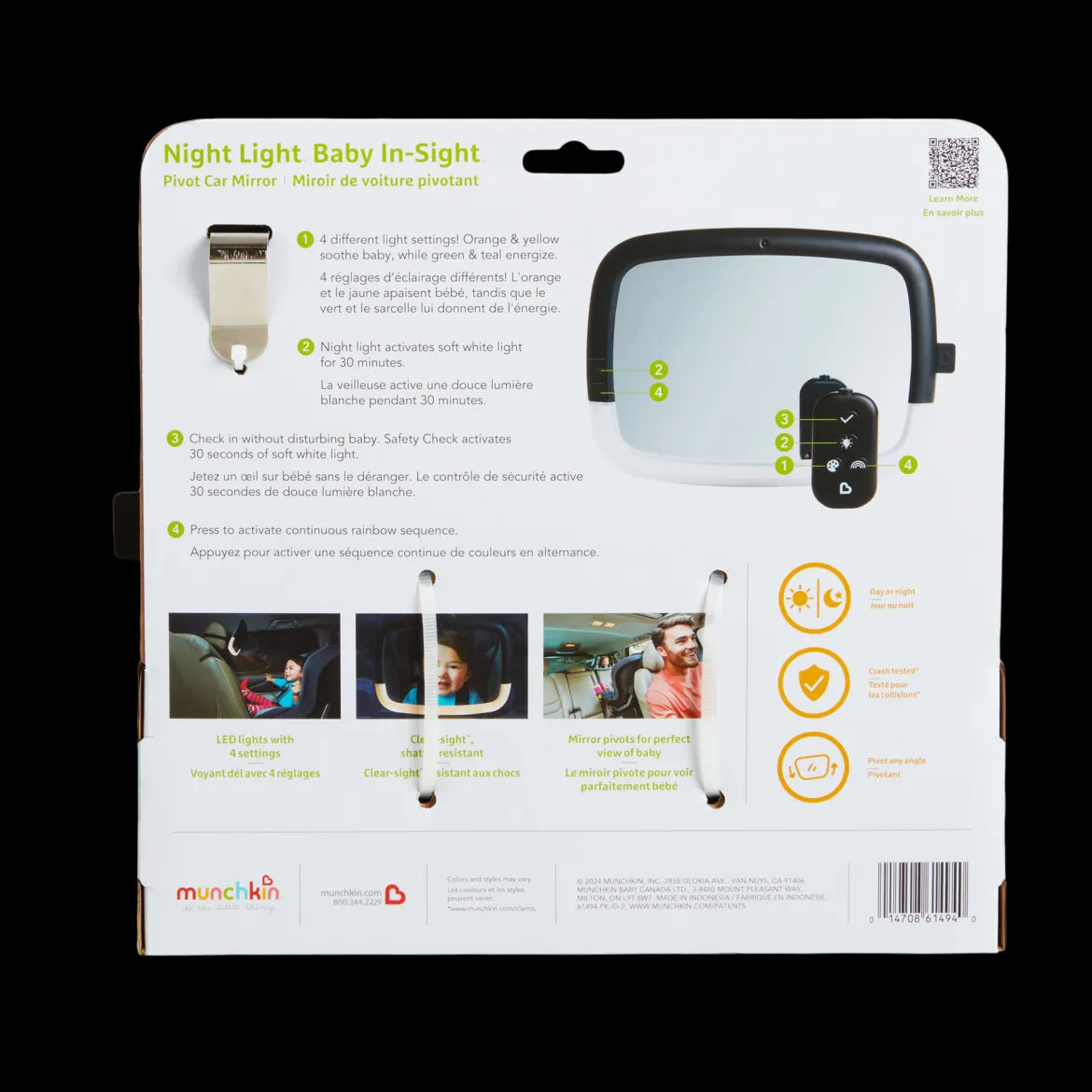 Night Light In-Sight Pivot Car Back Seat Mirror
