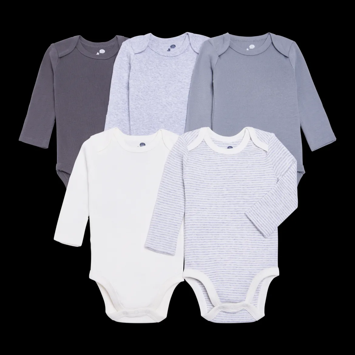 Organic Cotton Long-Sleeve Solid Bodysuits (5 Pack)