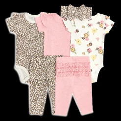Organic Cotton Ruffle Bodysuit, Pant & Headband 6-Piece Set