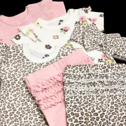Organic Cotton Ruffle Bodysuit, Pant & Headband 6-Piece Set