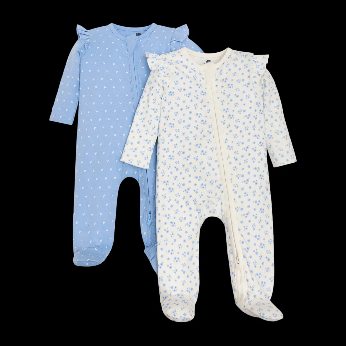 Organic Cotton Ruffle 2-Way Zip Footie (2 Pack)