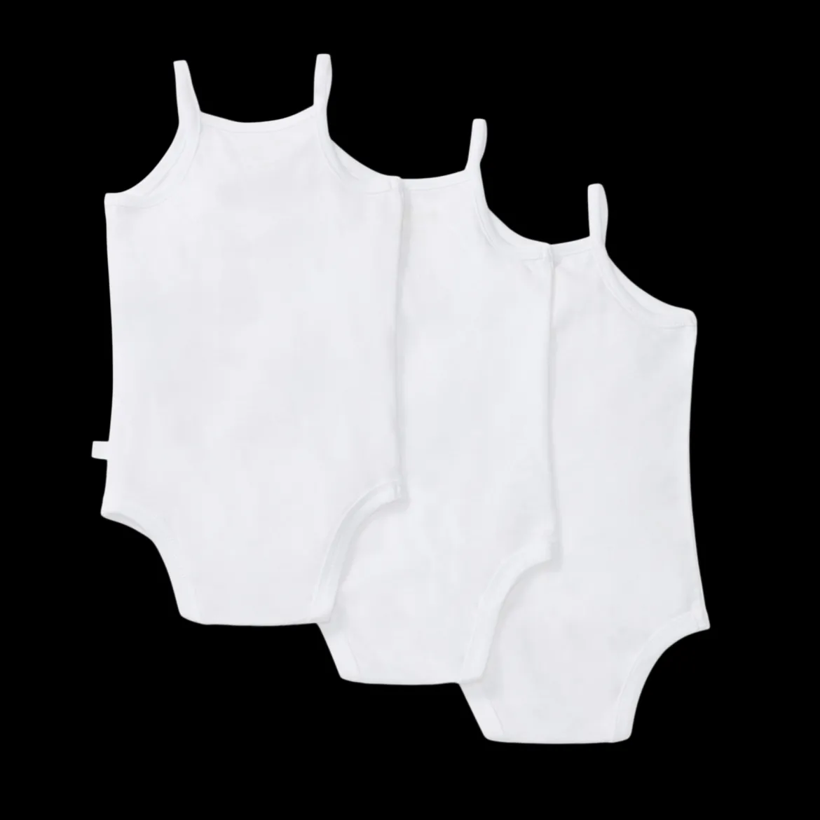 Organic Cotton Set of 3 Solid Camisole Bodsuits