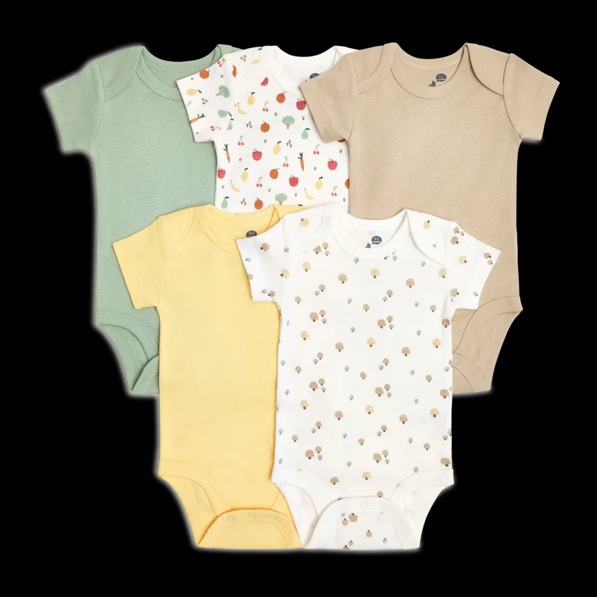 Organic Cotton Short-Sleeve Printed Bodysuit (5 Pack)
