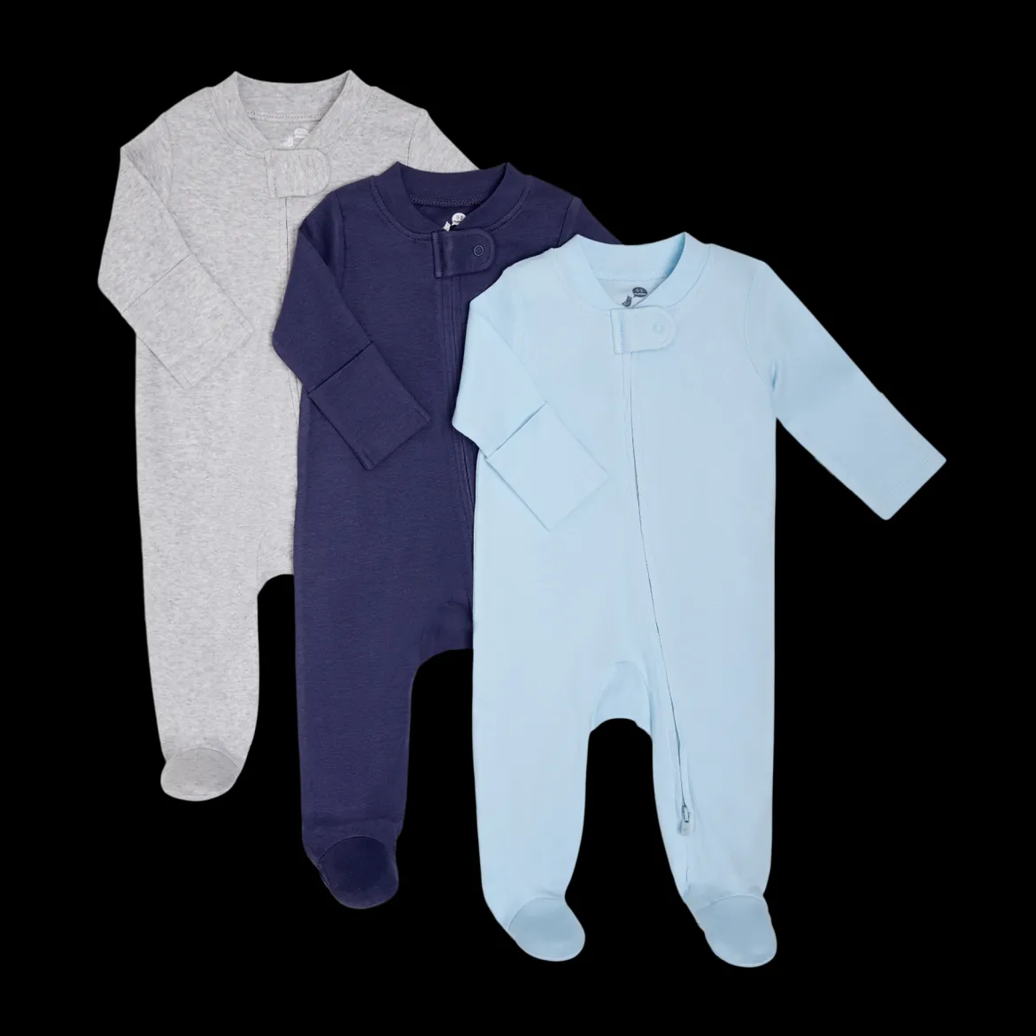 Organic Cotton Solid Zipper Footie (3 Pack)