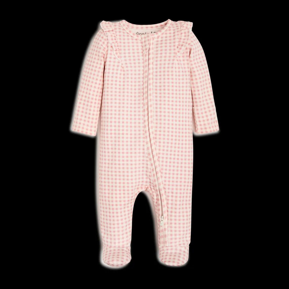 Organic Ruffle Cotton Printed 2-Way Zip Footie