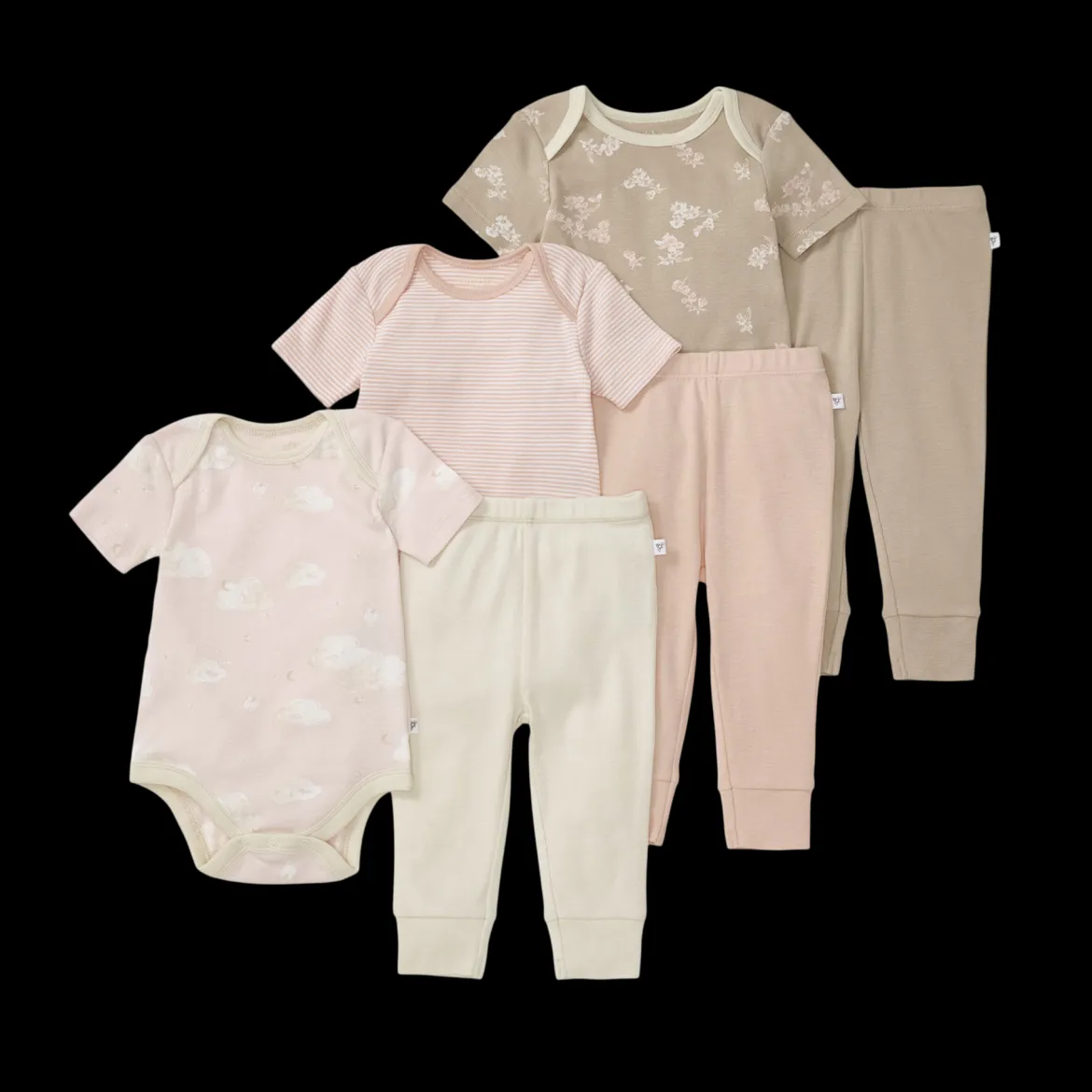 Organic Short Sleeve Bodysuit & Pant Set (3 Pack)
