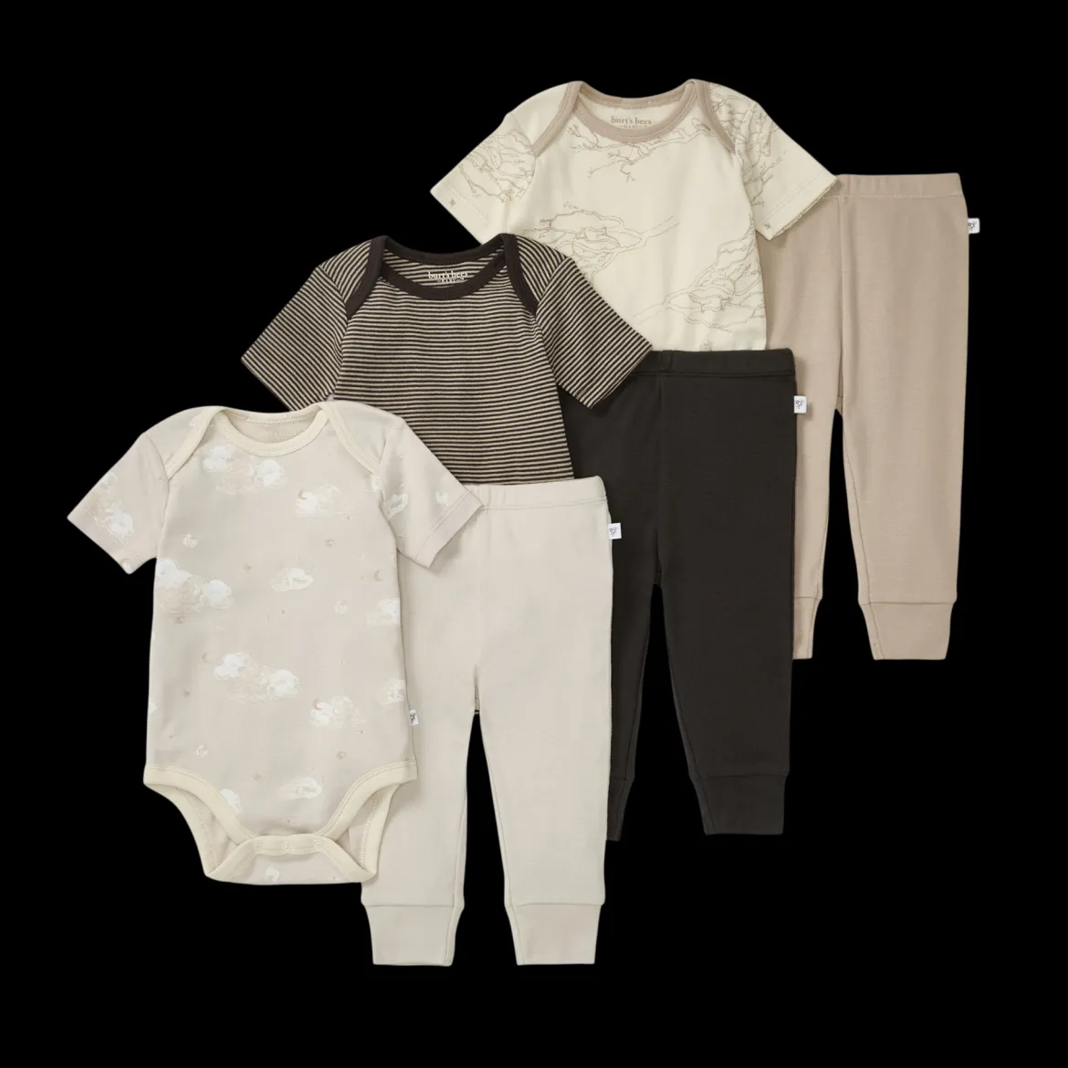 Organic Short Sleeve Bodysuit & Pant Set (3 Pack)