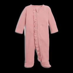 Organic Waffle Ruffle Zipper Footie (2 Pack)