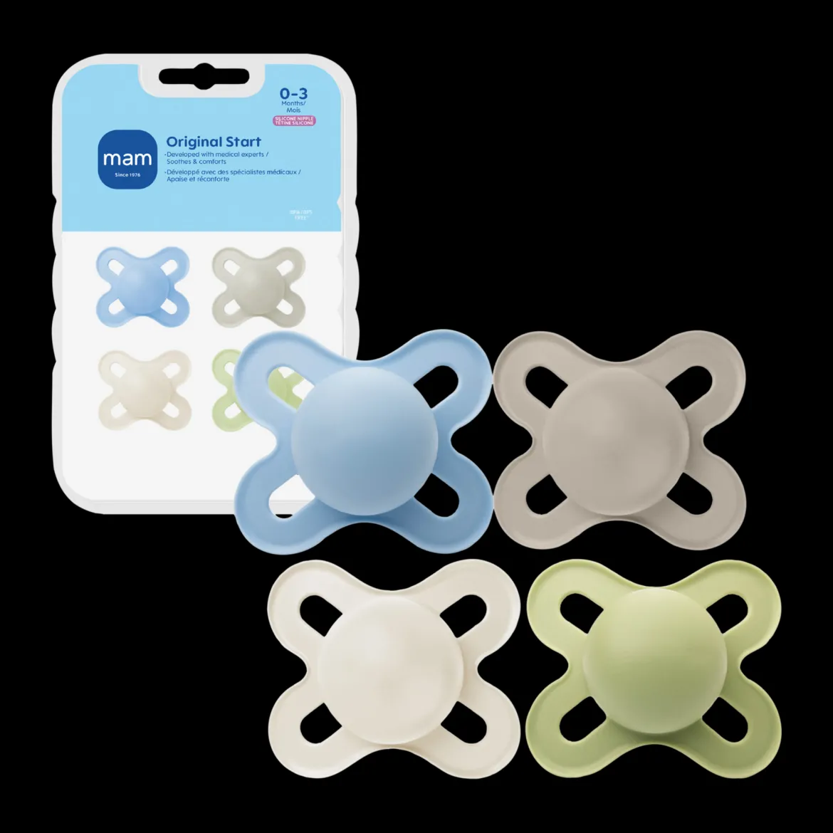 Original Start Matte Newborn Baby Pacifier 0-3 Months (4 Pack)
