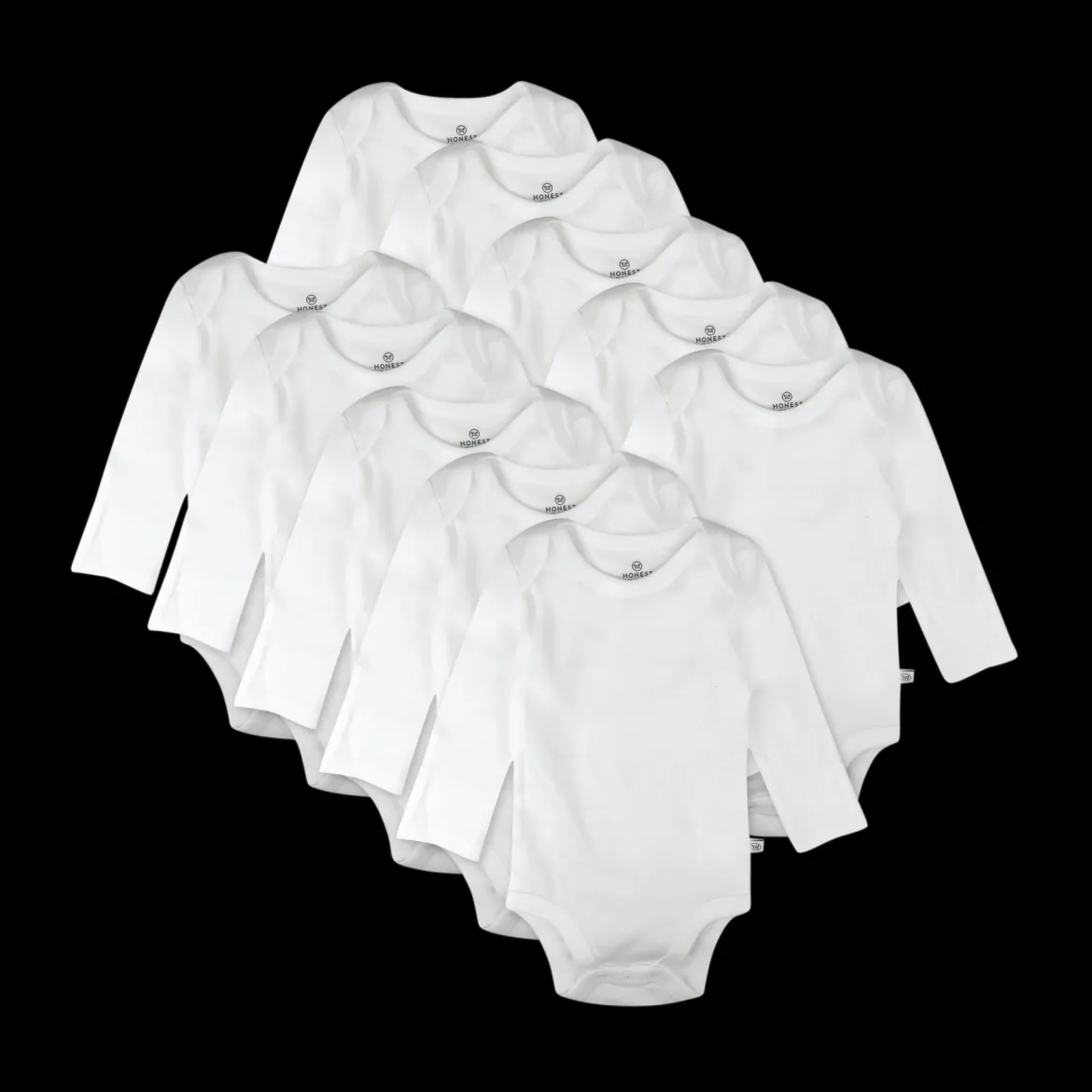 10-Pack Organic Cotton Long Sleeve Bodysuits