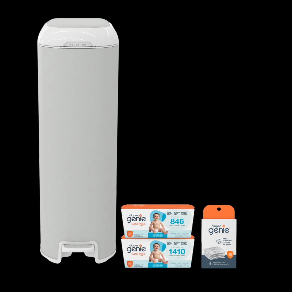 Platinum Stainless Steel Diaper Pail Gift Set