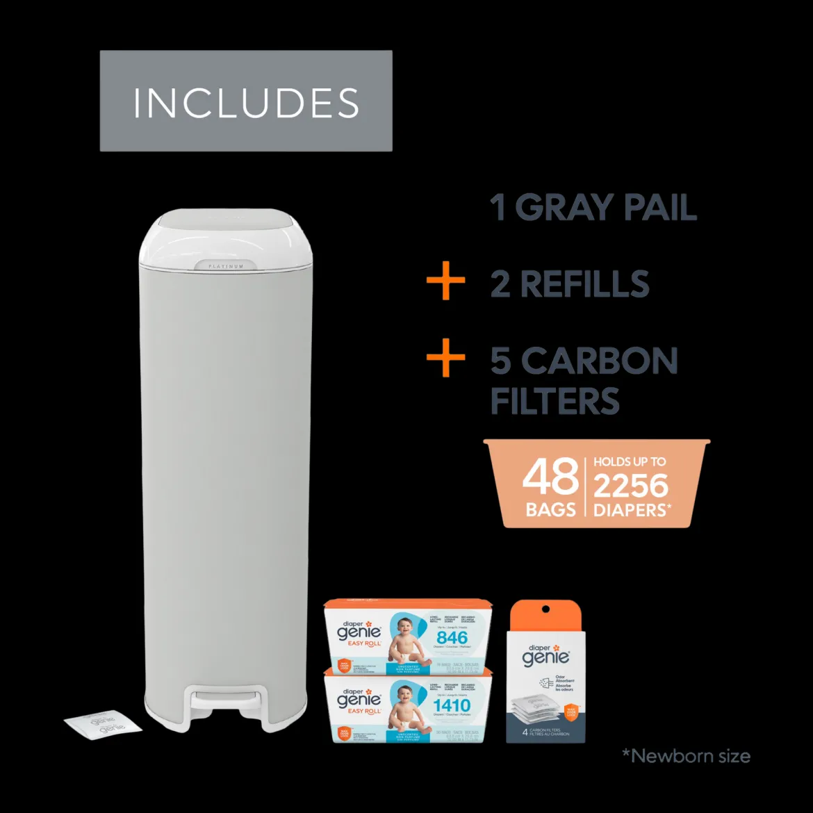Platinum Stainless Steel Diaper Pail Gift Set