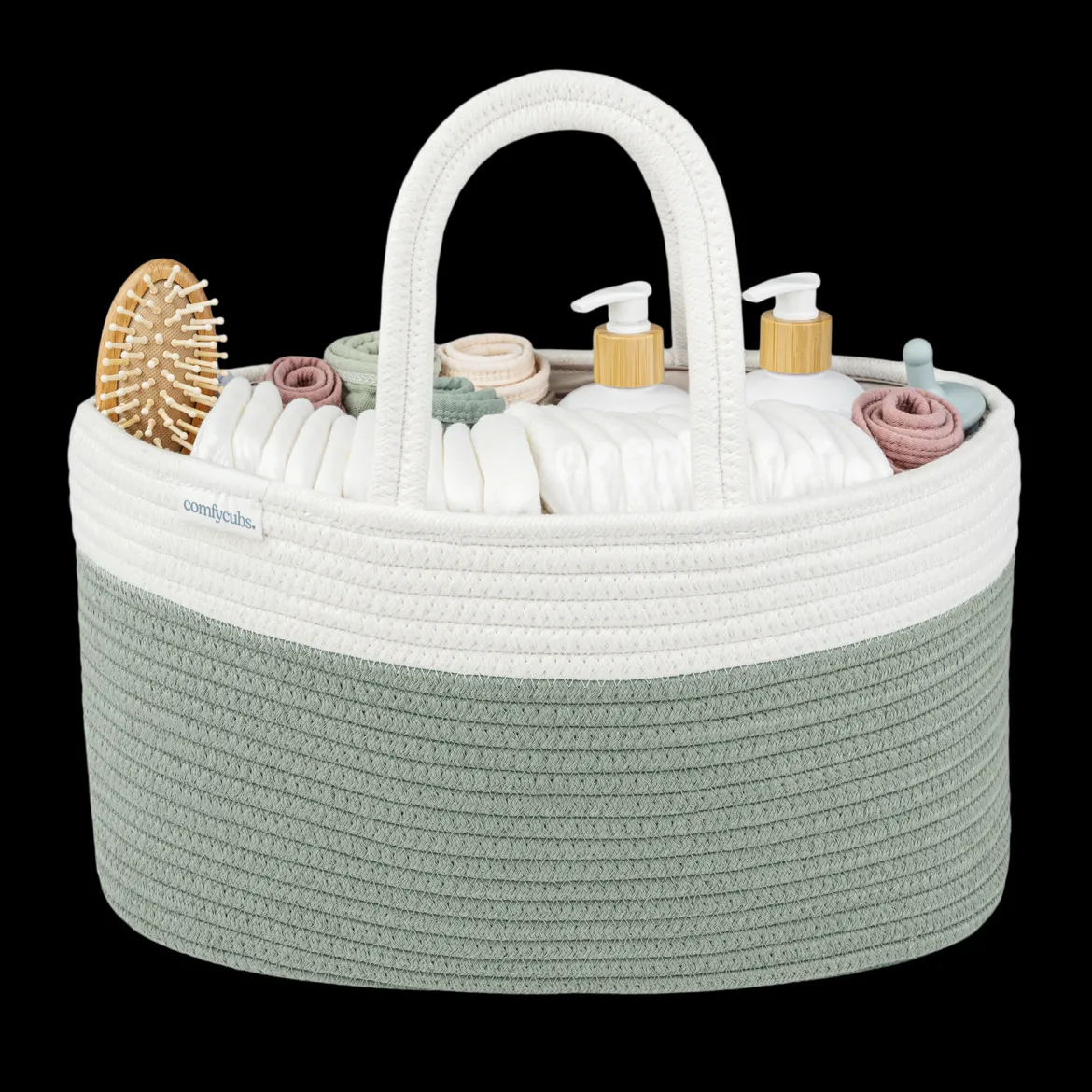 Rope Diaper Caddy Organizer with 3 Compartments
