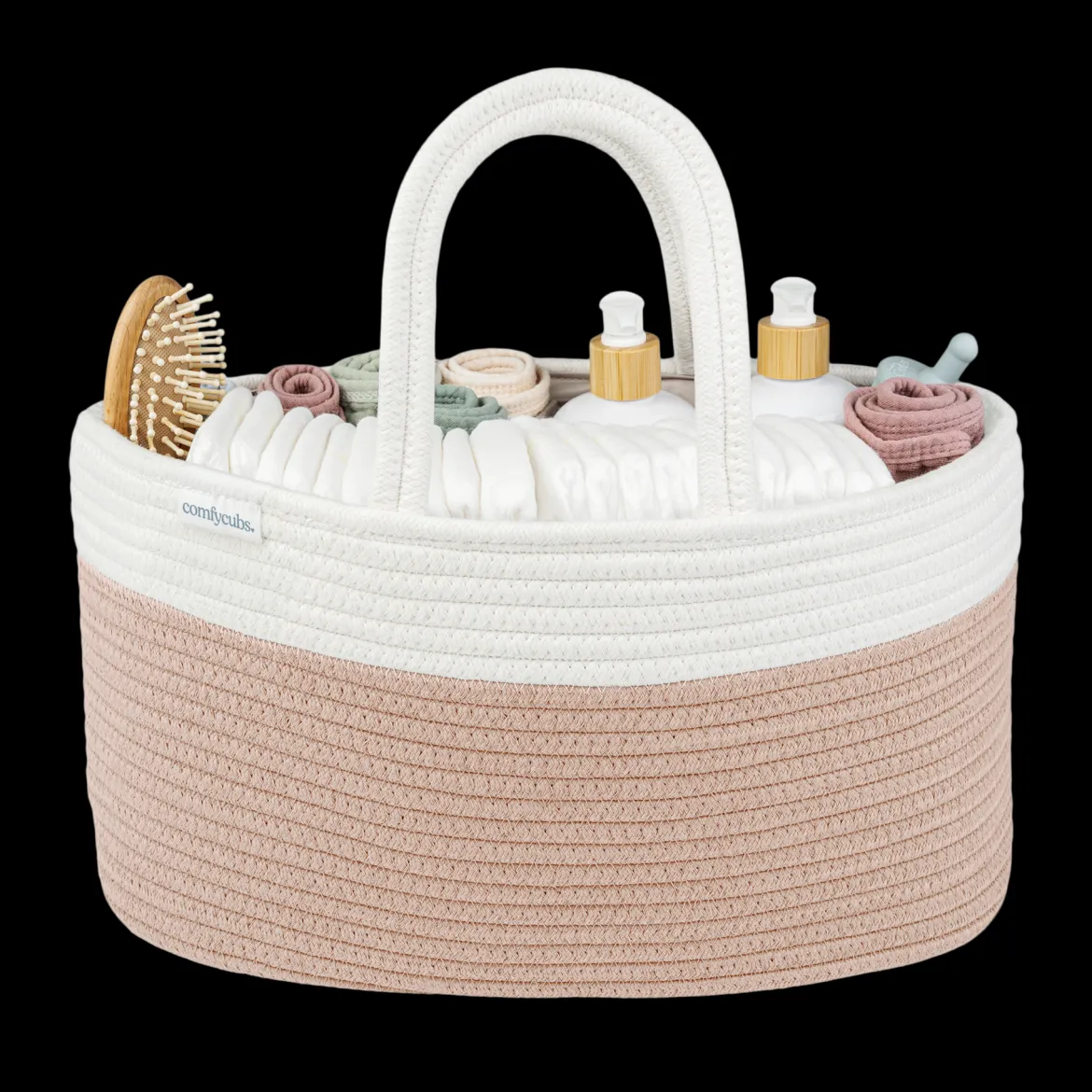 Rope Diaper Caddy Organizer with 3 Compartments