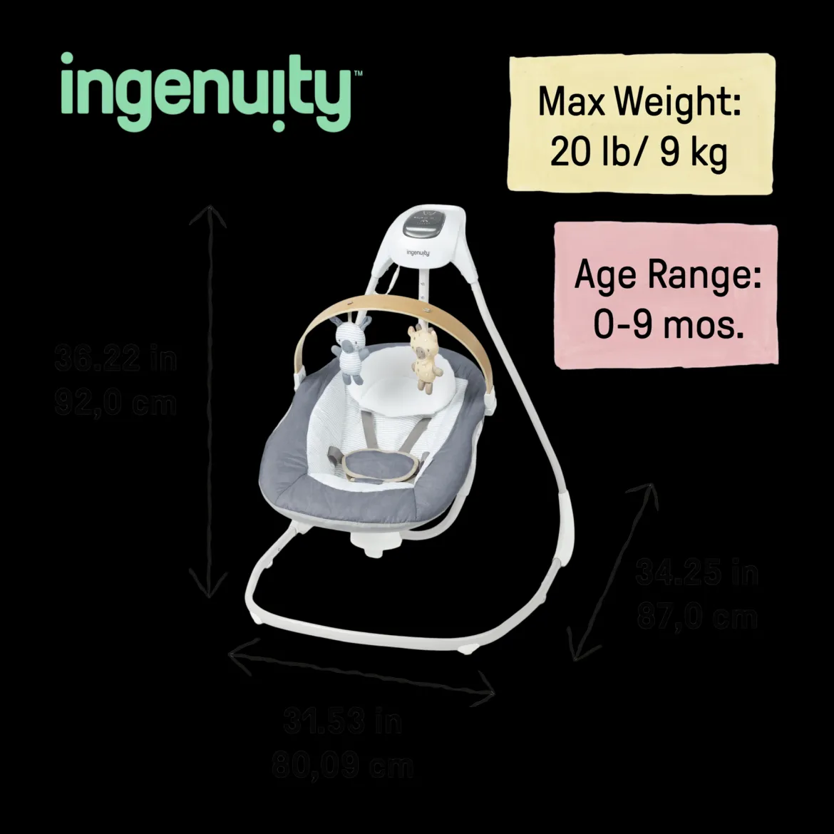 SimpleComfort Compact Soothing Baby Swing