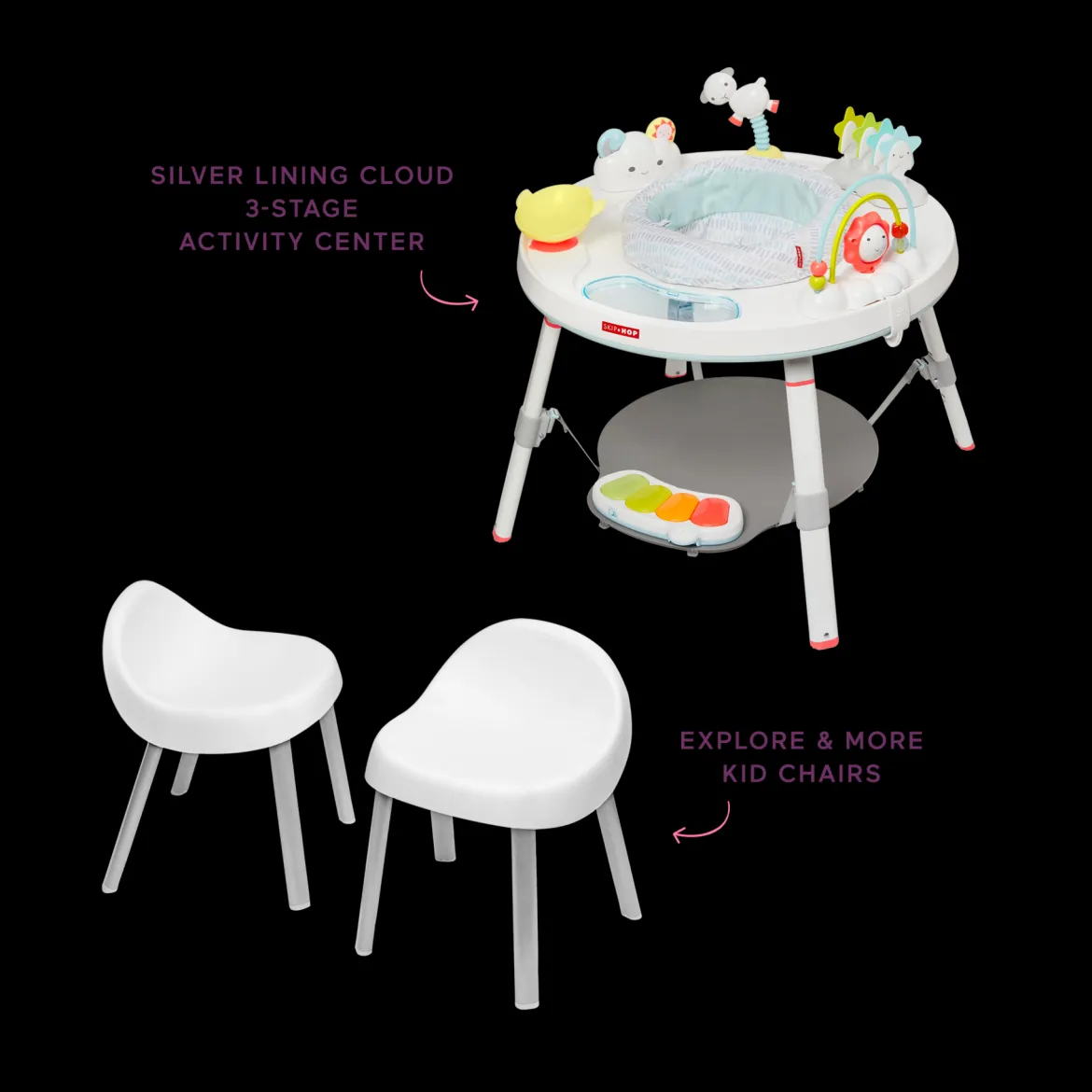 3-Stage Activity Center and Kid Chairs Bundle